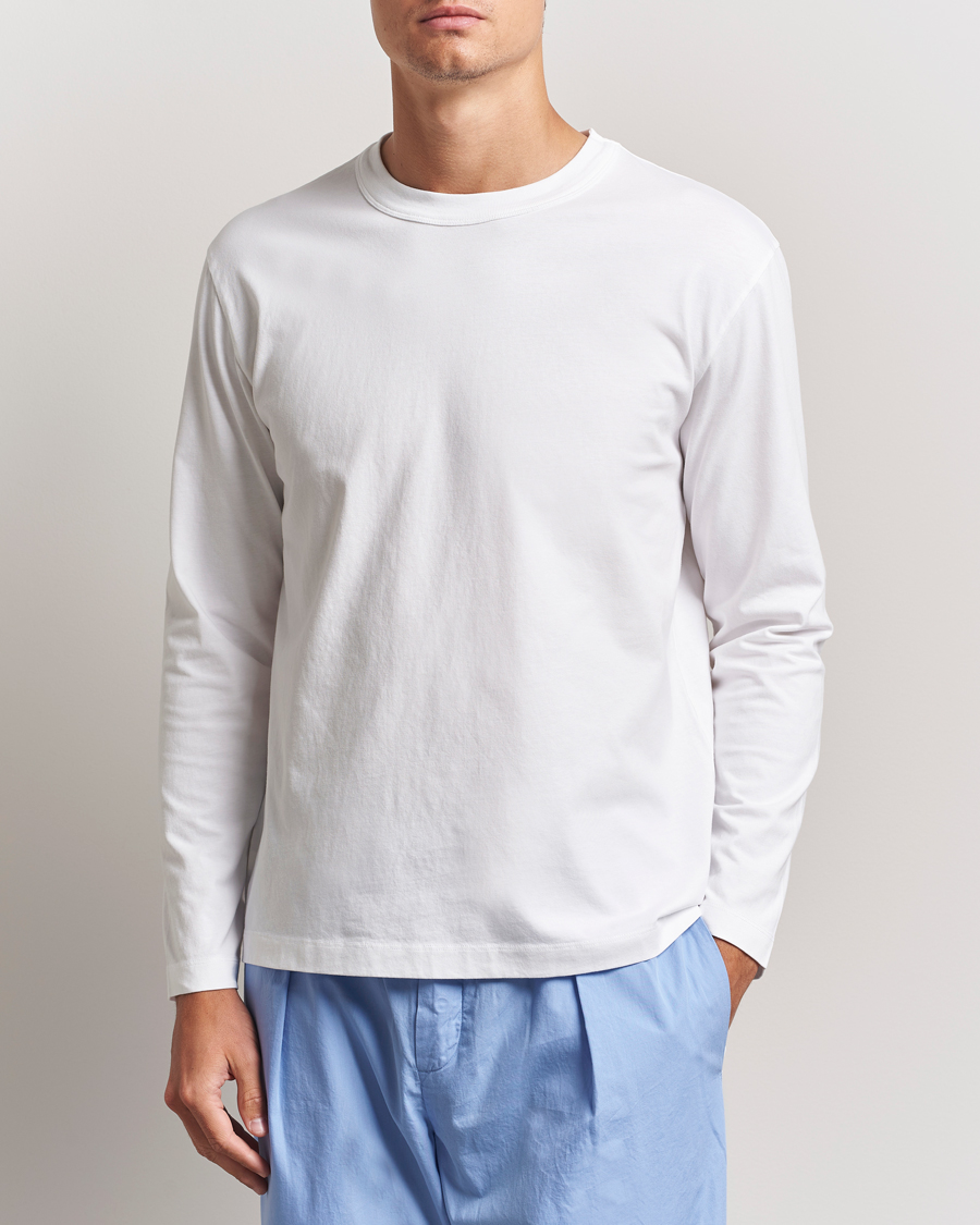 Mies | T-paidat | Tekla | Organic Cotton Long Sleeve T-Shirt White