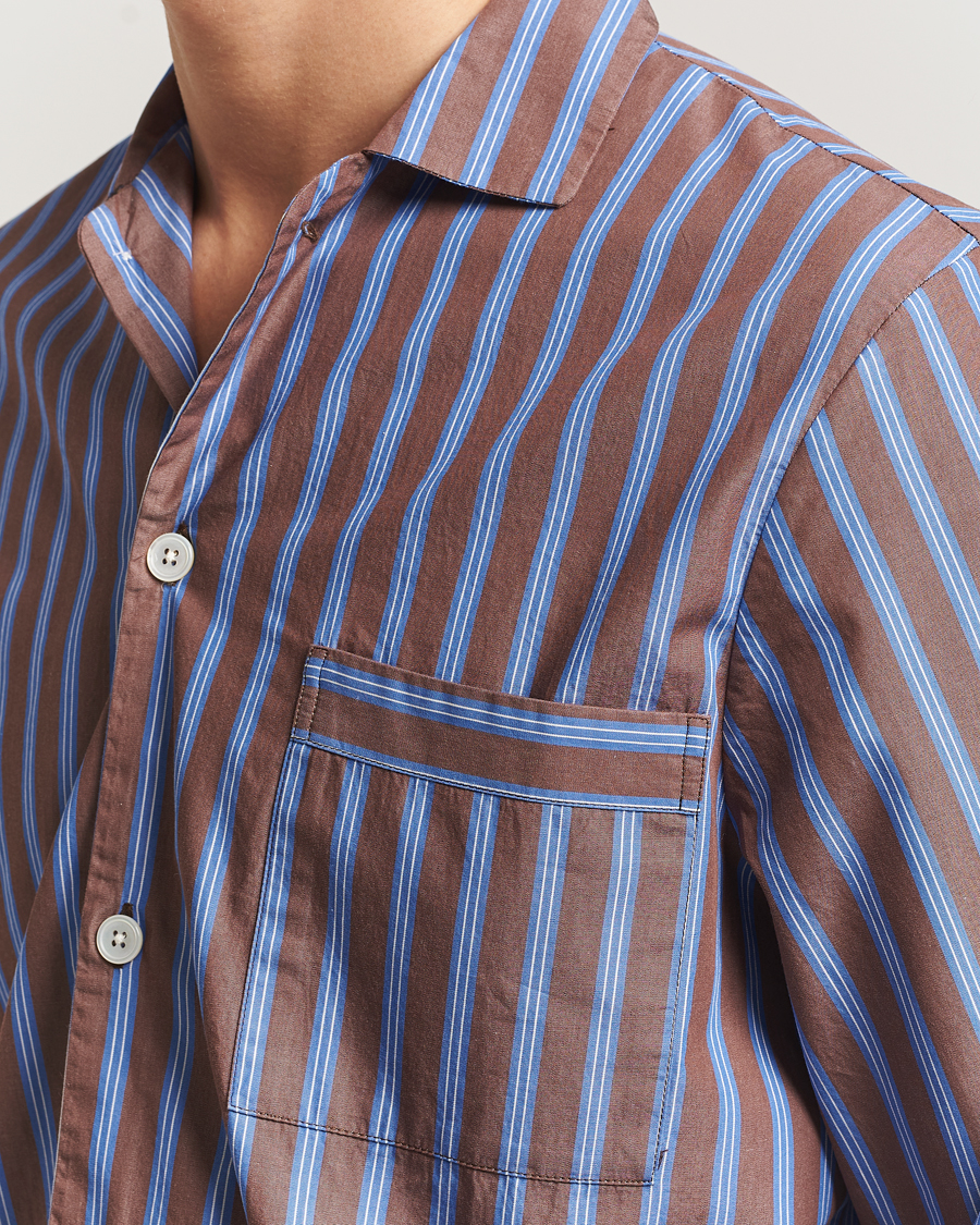 Mies | Yöpuvut ja kylpytakit | Tekla | Poplin Pyjama Shirt Chestnut Stripes