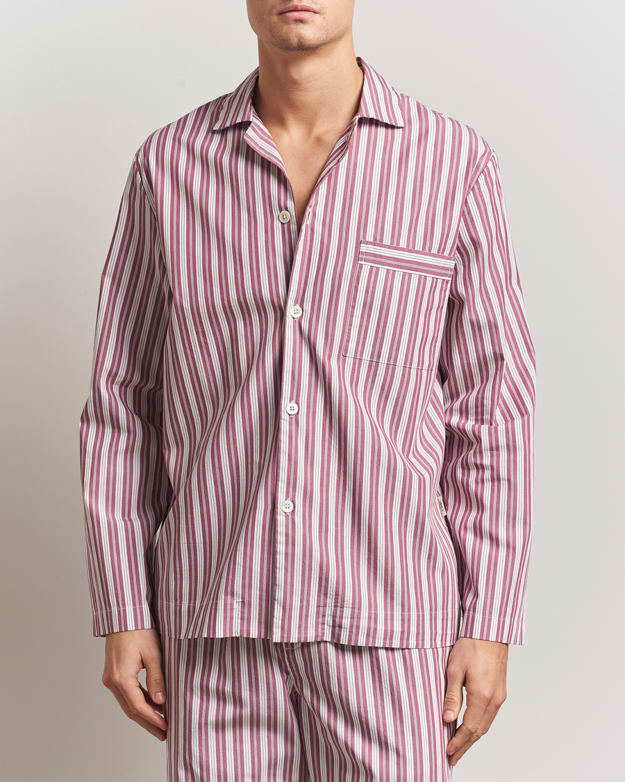 Mies | Yöpuvut ja kylpytakit | Tekla | Poplin Pyjama Shirt Rhubarb Stripes
