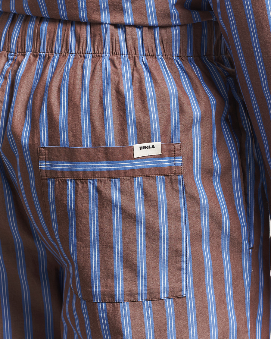 Mies | Yöpuvut ja kylpytakit | Tekla | Poplin Pyjama Pants Chestnut Stripes