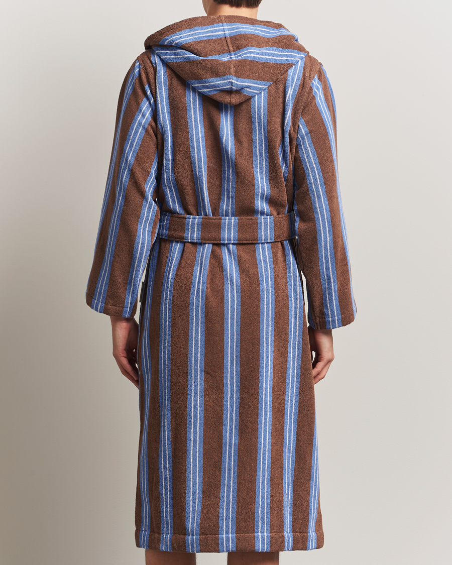 Mies | Yöpuvut ja kylpytakit | Tekla | Organic Terry Hooded Bathrobe Chestnut Stripes