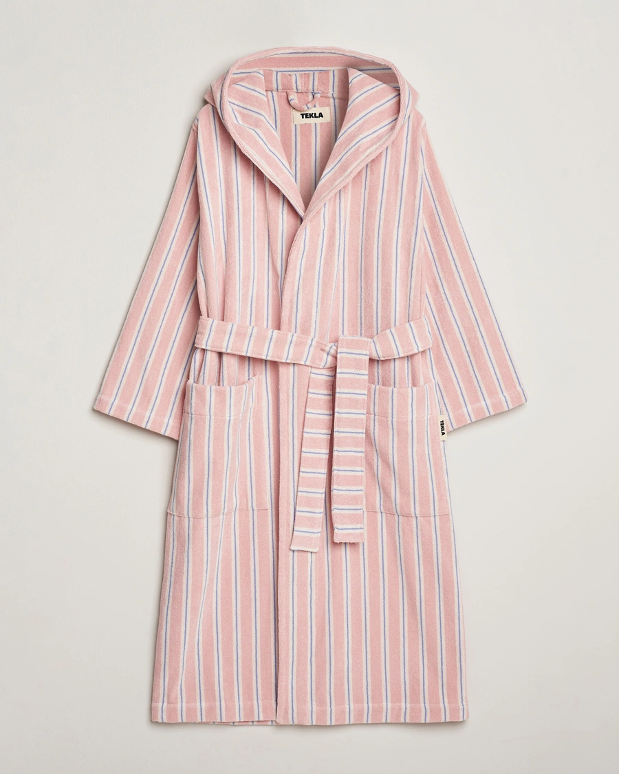 Mies | Yöpuvut ja kylpytakit | Tekla | Organic Terry Hooded Bathrobe Candy Stripes
