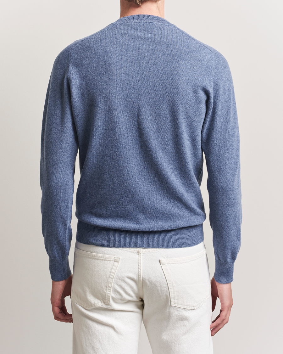 Mies | Puserot | Altea | Wool/Cashmere Crew Neck Pullover Blue