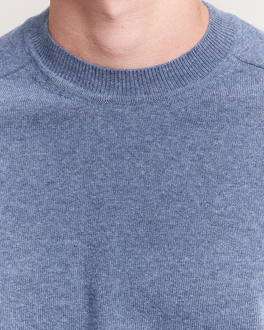 Mies | Puserot | Altea | Wool/Cashmere Crew Neck Pullover Blue