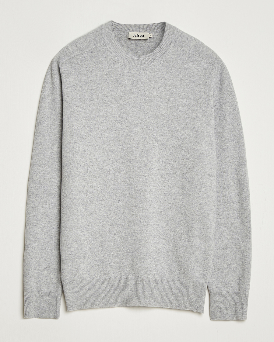 Mies | Puserot | Altea | Wool/Cashmere Crew Neck Pullover Light Grey