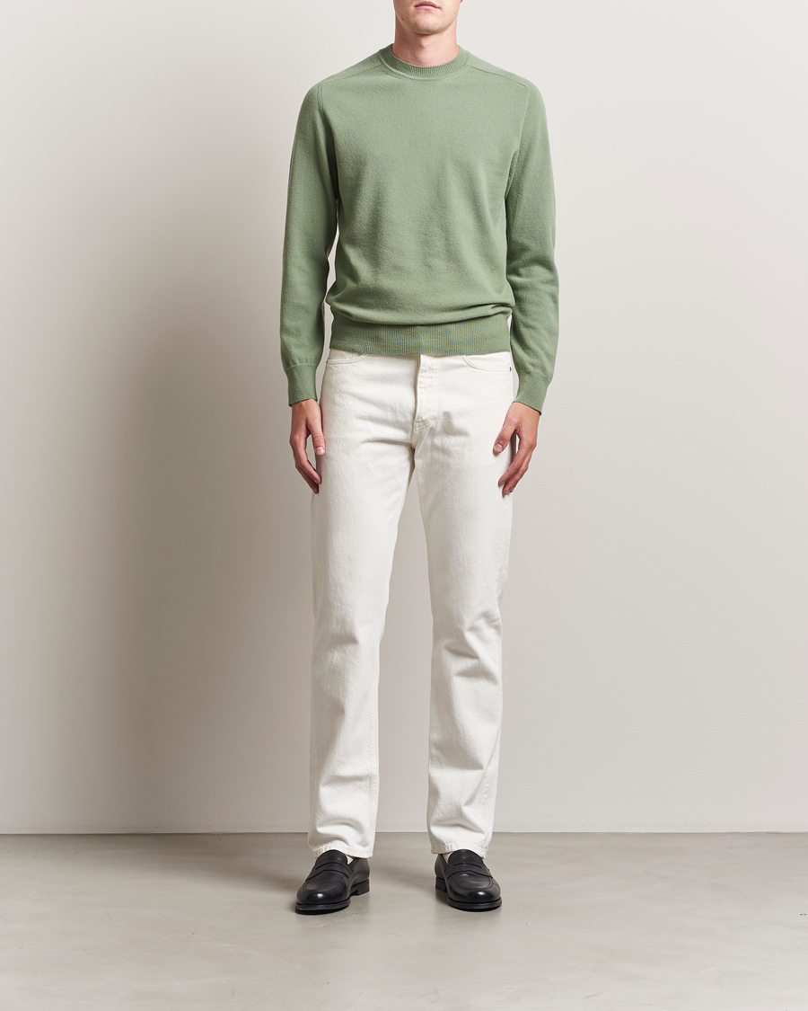 Mies | Puserot | Altea | Wool/Cashmere Crew Neck Pullover Green