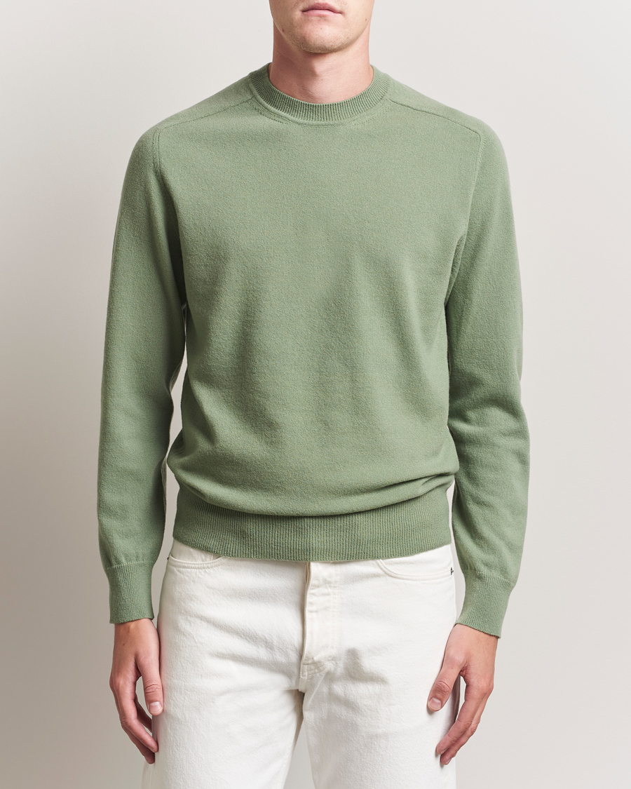 Mies | Puserot | Altea | Wool/Cashmere Crew Neck Pullover Green