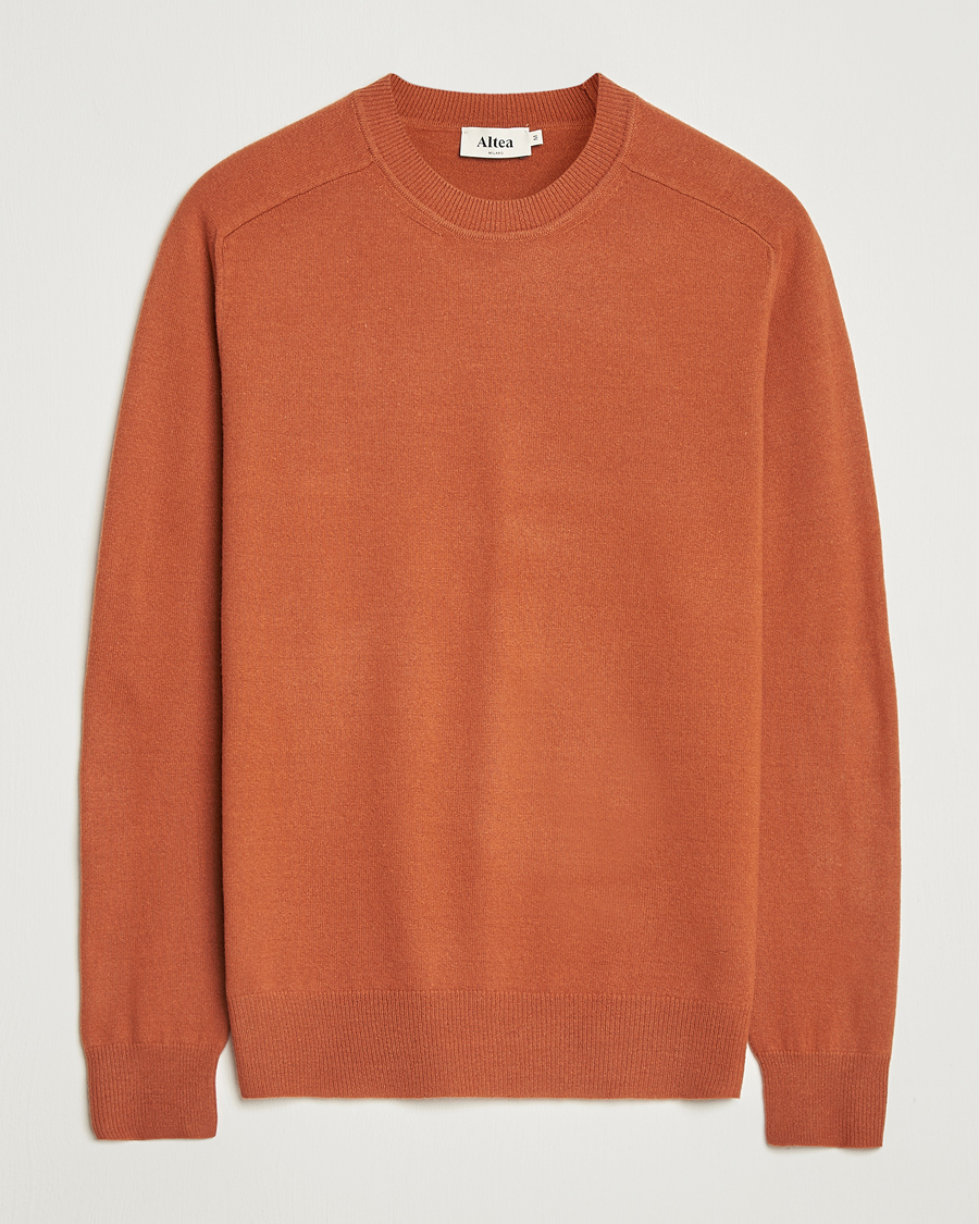 Mies | Puserot | Altea | Wool/Cashmere Crew Neck Pullover Orange