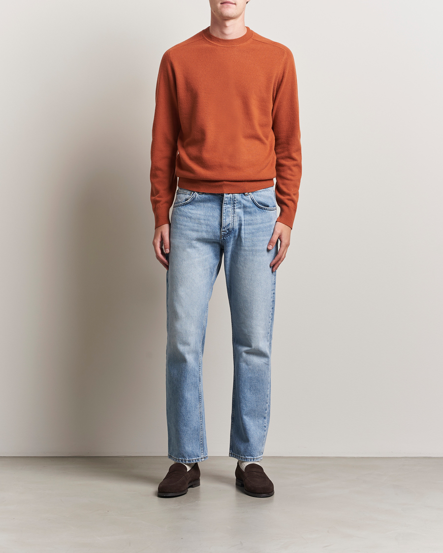 Mies | Puserot | Altea | Wool/Cashmere Crew Neck Pullover Orange