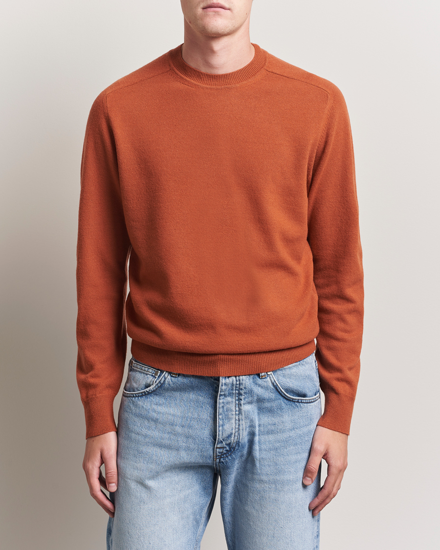 Mies | Puserot | Altea | Wool/Cashmere Crew Neck Pullover Orange