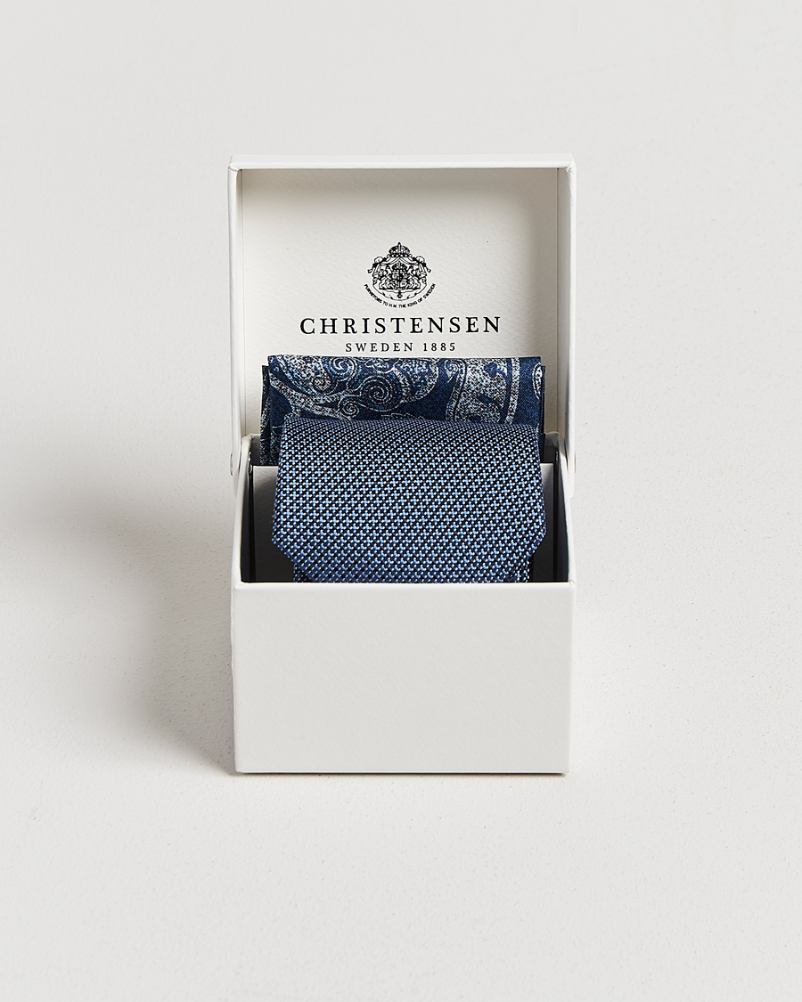 Mies | Amanda Christensen Box Set Silk 8 cm Tie And Pocket Square Sky Blue | Amanda Christensen | Box Set Silk 8 cm Tie And Pocket Square Sky Blue