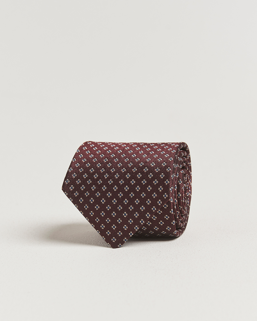 Mies | Amanda Christensen Silk Flower 8cm Tie Wine | Amanda Christensen | Silk Flower 8cm Tie Wine
