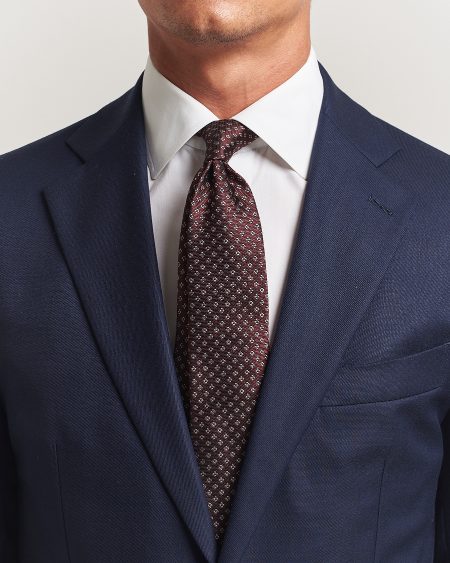 Mies | Amanda Christensen Silk Flower 8cm Tie Wine | Amanda Christensen | Silk Flower 8cm Tie Wine