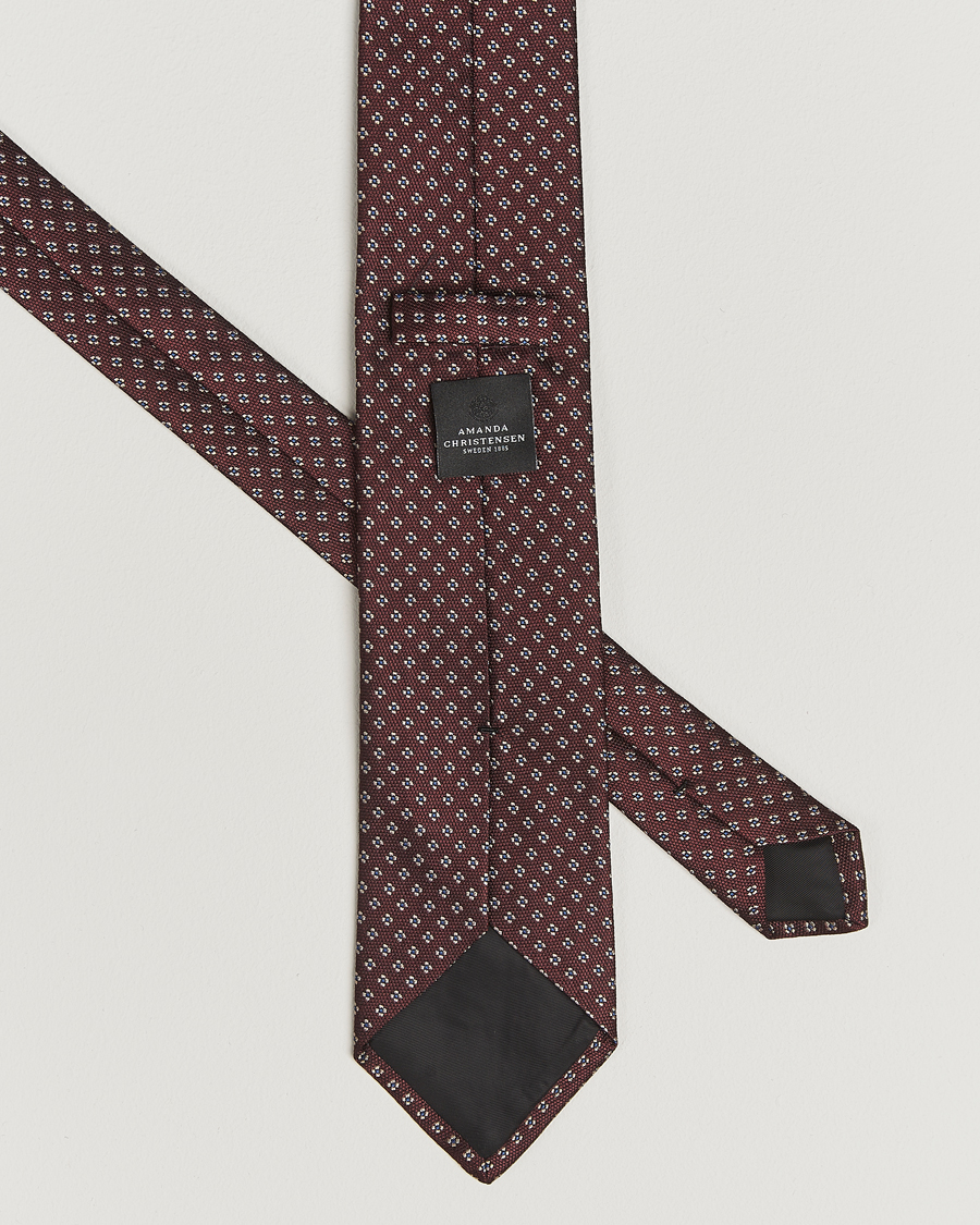 Mies | Amanda Christensen Silk Flower 8cm Tie Wine | Amanda Christensen | Silk Flower 8cm Tie Wine
