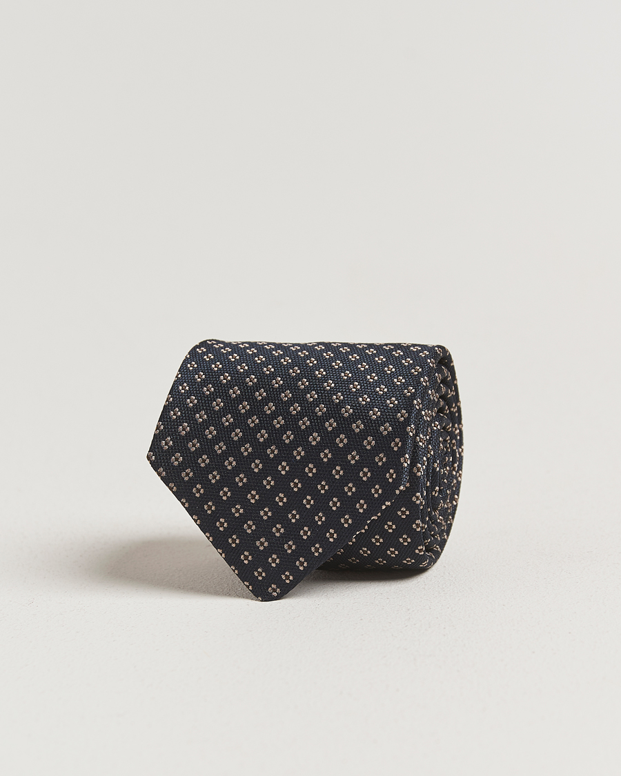 Mies | Amanda Christensen Silk Flower 8cm Tie Navy | Amanda Christensen | Silk Flower 8cm Tie Navy