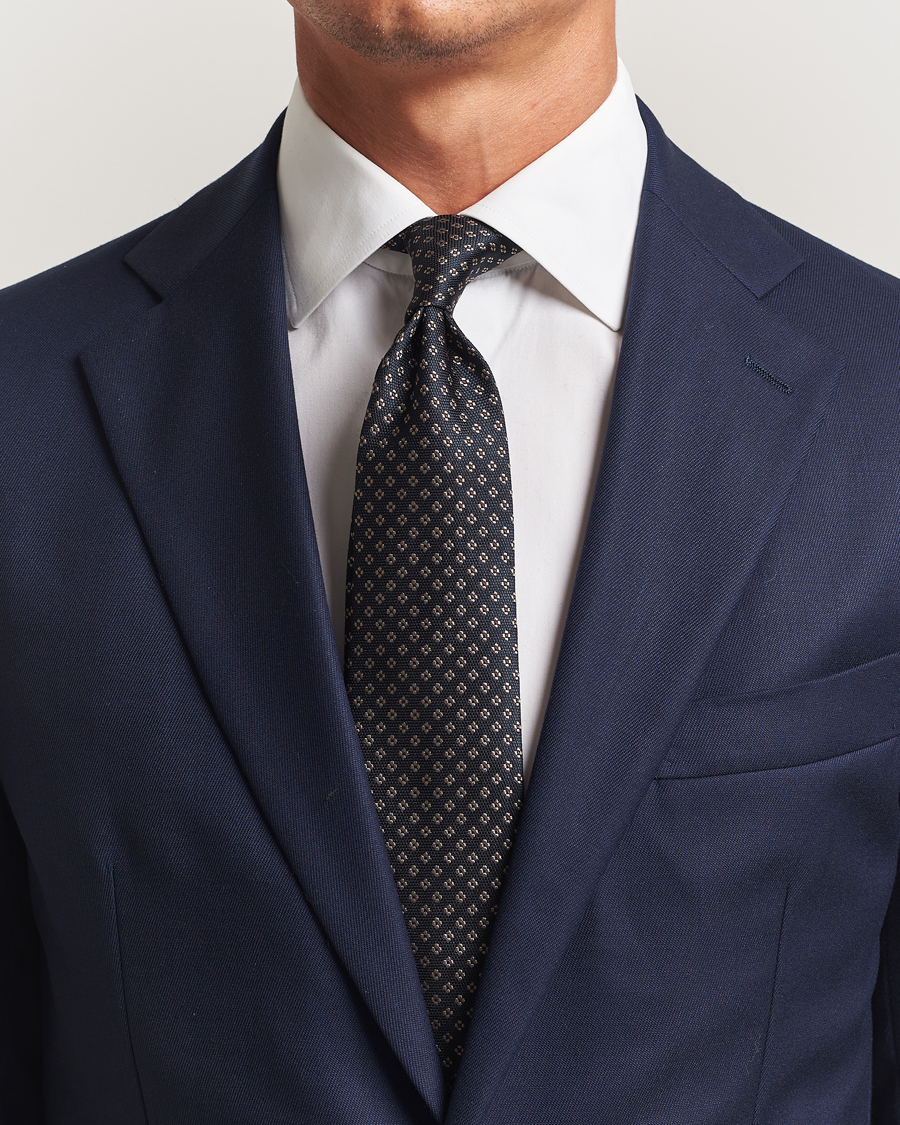 Mies | Amanda Christensen Silk Flower 8cm Tie Navy | Amanda Christensen | Silk Flower 8cm Tie Navy