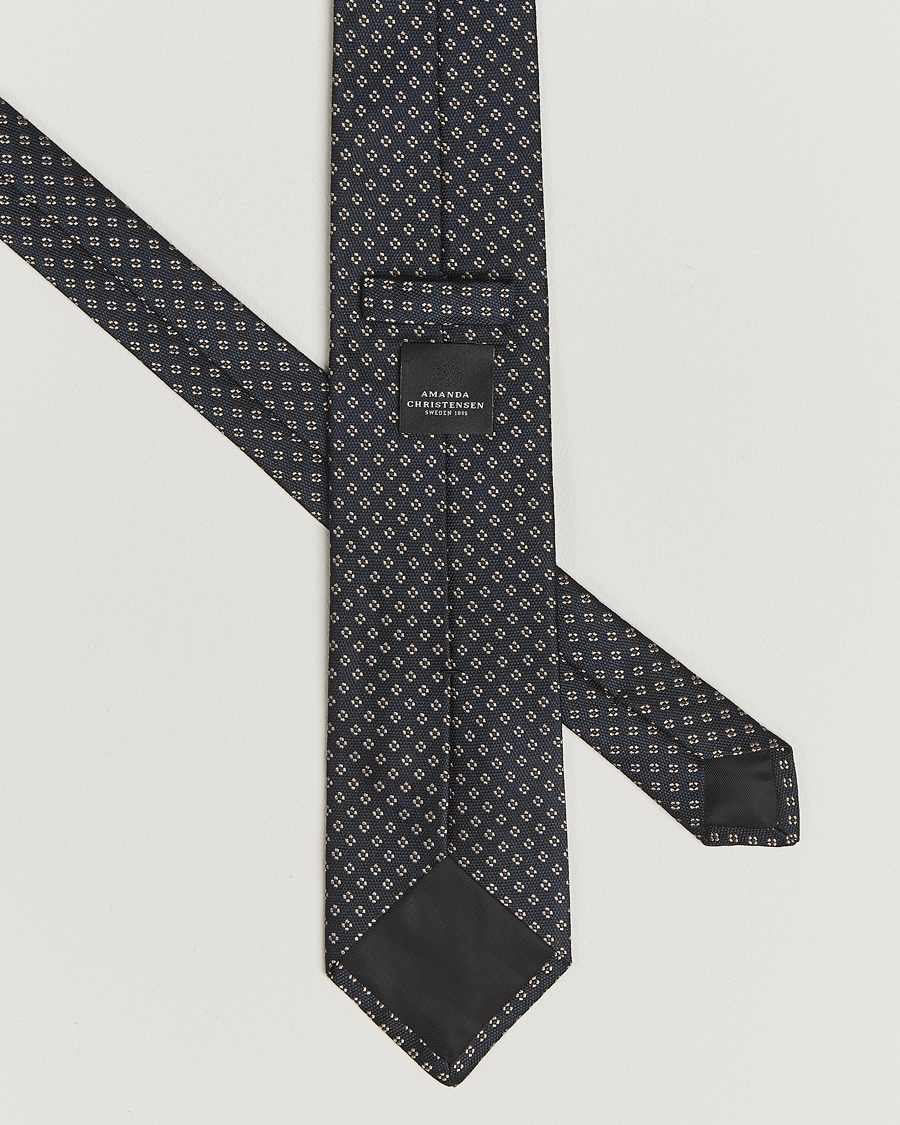 Mies | Amanda Christensen Silk Flower 8cm Tie Navy | Amanda Christensen | Silk Flower 8cm Tie Navy