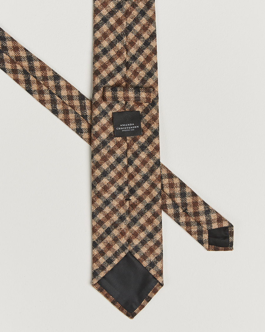 Mies | Amanda Christensen Wool Checked 8cm Tie Beige Multi | Amanda Christensen | Wool Checked 8cm Tie Beige Multi
