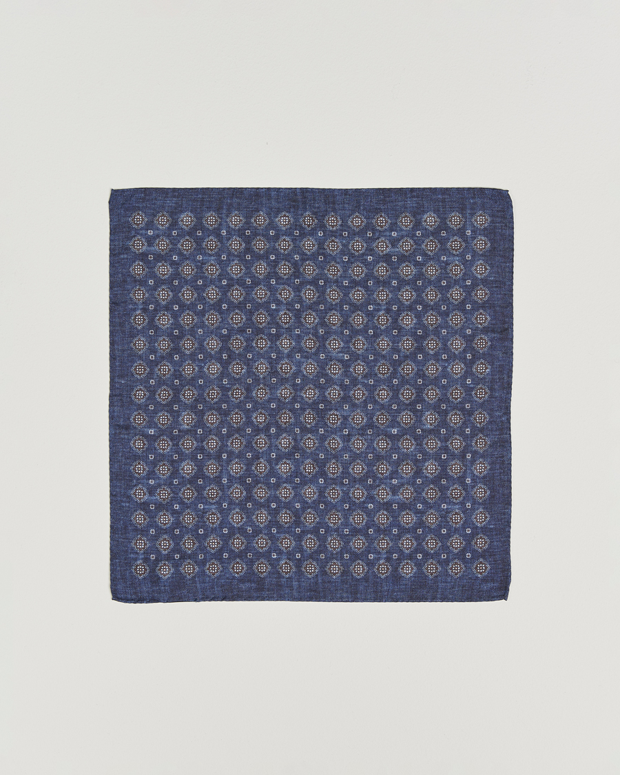 Mies | Taskuliinat | Amanda Christensen | Silk Oxford Printed Flower Pocket Square Navy