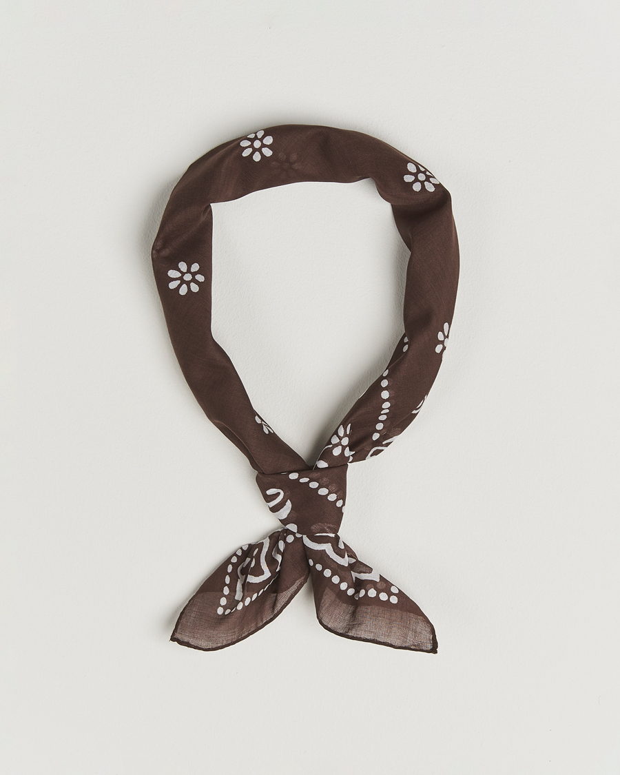 Mies | Huivit | Amanda Christensen | Cotton Voilé Printed Flower Bandana Brown