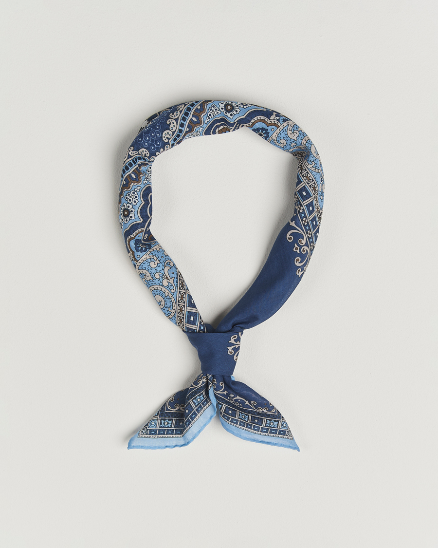 Mies | Huivit | Amanda Christensen | Cotton Voilé Printed Paisley Bandana Navy