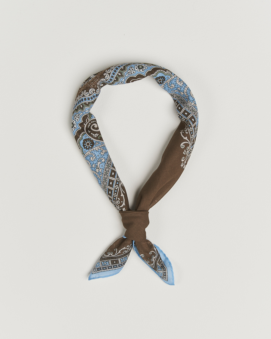 Mies | Huivit | Amanda Christensen | Cotton Voilé Printed Paisley Bandana Brown