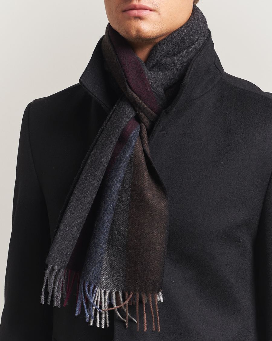 Mies | Amanda Christensen Merino Wool Herringbone Striped Scarf Multi | Amanda Christensen | Merino Wool Herringbone Striped Scarf Multi