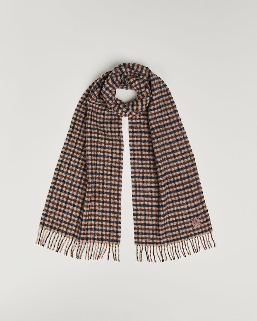 Mies | Amanda Christensen Merino Wool Check Scarf Navy/Beige | Amanda Christensen | Merino Wool Check Scarf Navy/Beige