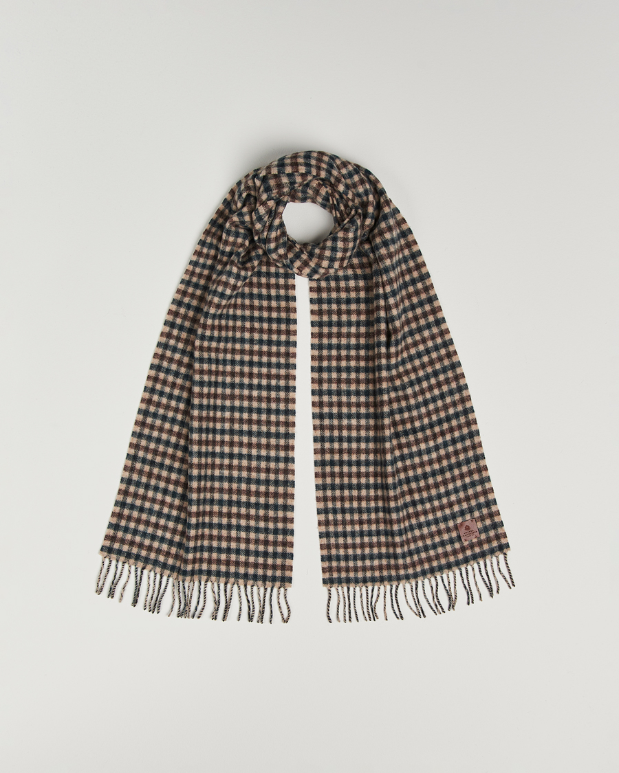 Mies | Amanda Christensen Wool Check Scarf Green/Brown | Amanda Christensen | Wool Check Scarf Green/Brown