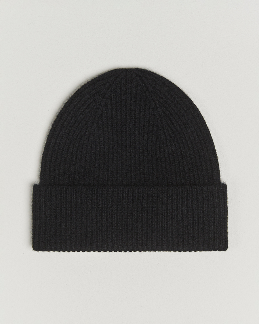 Mies | Amanda Christensen Rib Knitted Merino Wool Cap Black | Amanda Christensen | Rib Knitted Merino Wool Cap Black