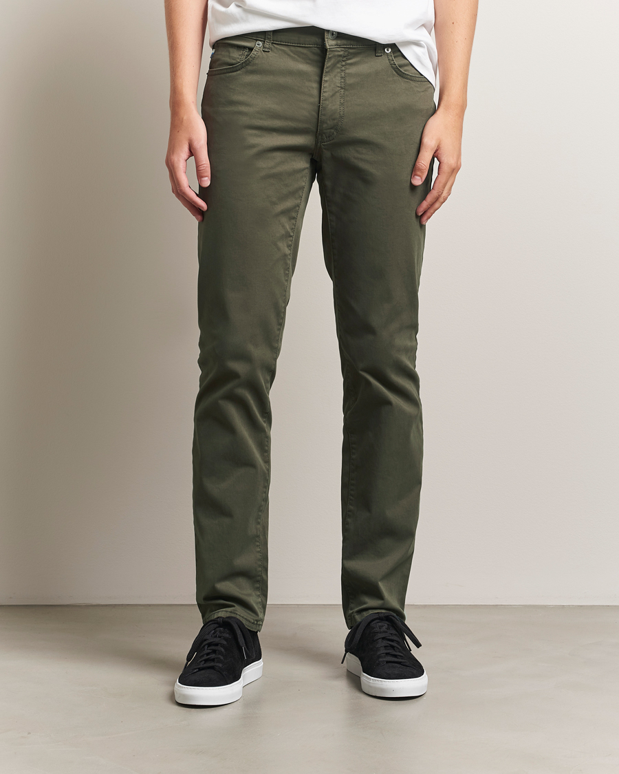 Mies | Housut | Brax | Cadiz Cotton Satin 5-Pocket Pants Olive