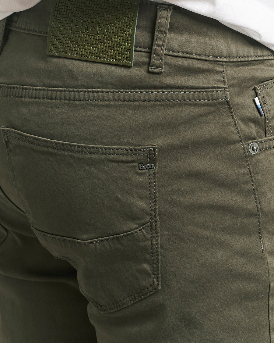 Mies | Housut | Brax | Cadiz Cotton Satin 5-Pocket Pants Olive