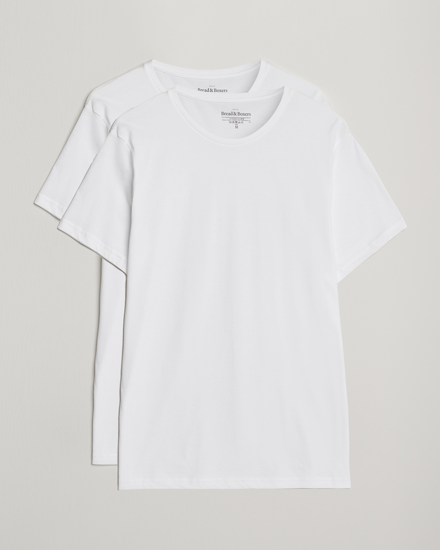 Mies | T-paidat | Bread & Boxers | 2-Pack Lightweight Cotton T-Shirt White