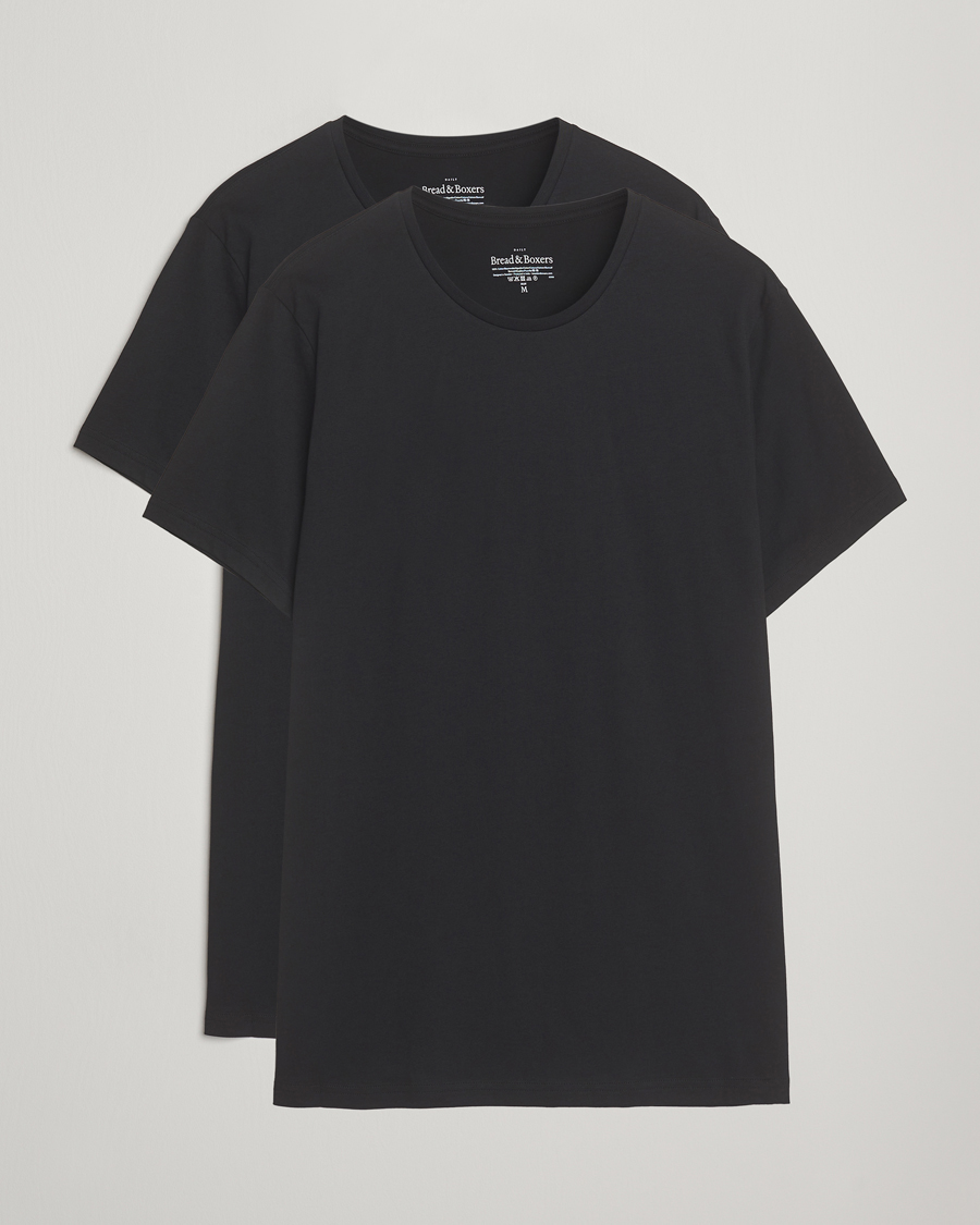 Mies | T-paidat | Bread & Boxers | 2-Pack Lightweight Cotton T-Shirt Black