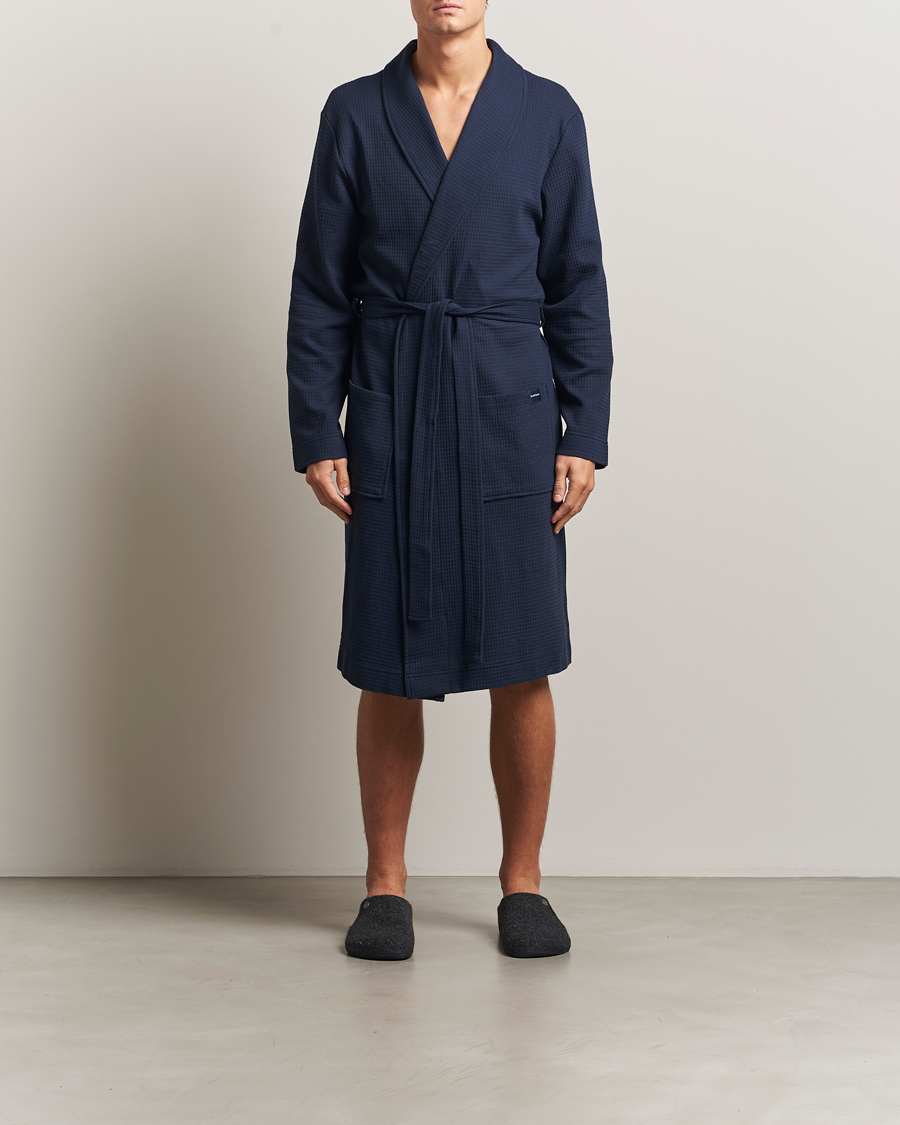 Mies | Yöpuvut ja kylpytakit | Bread & Boxers | Waffle Robe Navy Blue
