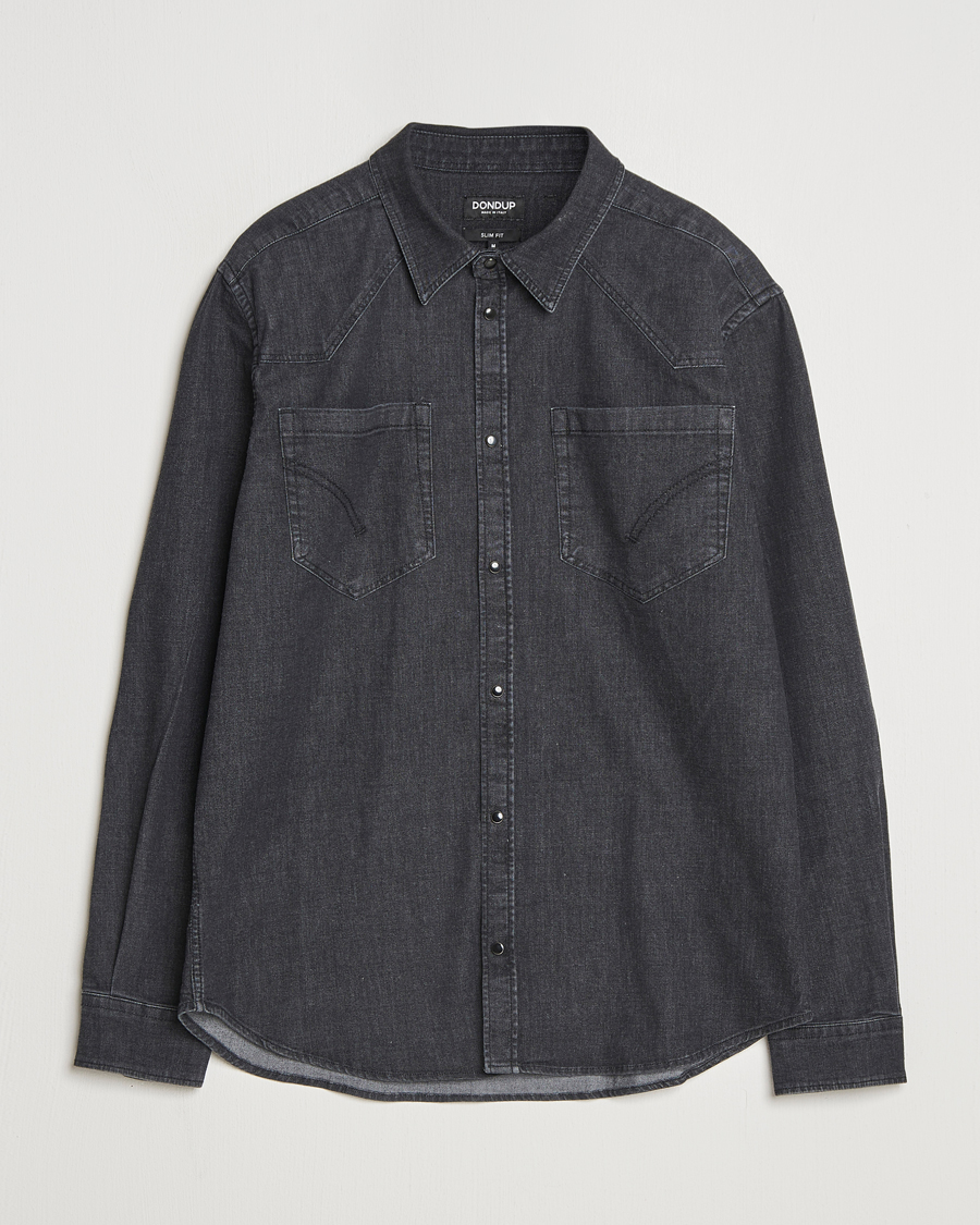 Mies | Kauluspaidat | Dondup | Pocket Denim Shirt Washed Black