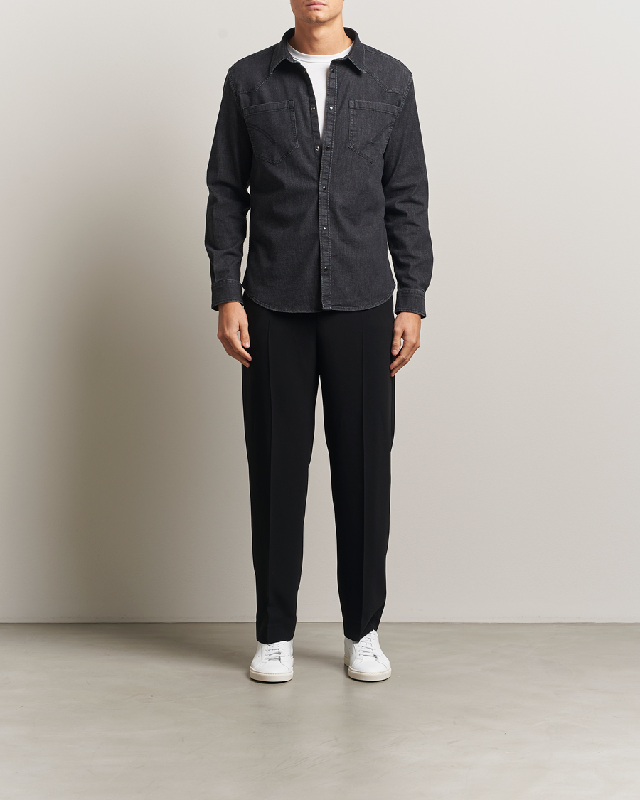 Mies | Kauluspaidat | Dondup | Pocket Denim Shirt Washed Black