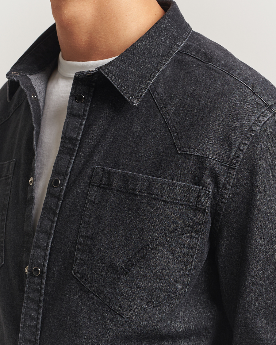 Mies | Kauluspaidat | Dondup | Pocket Denim Shirt Washed Black