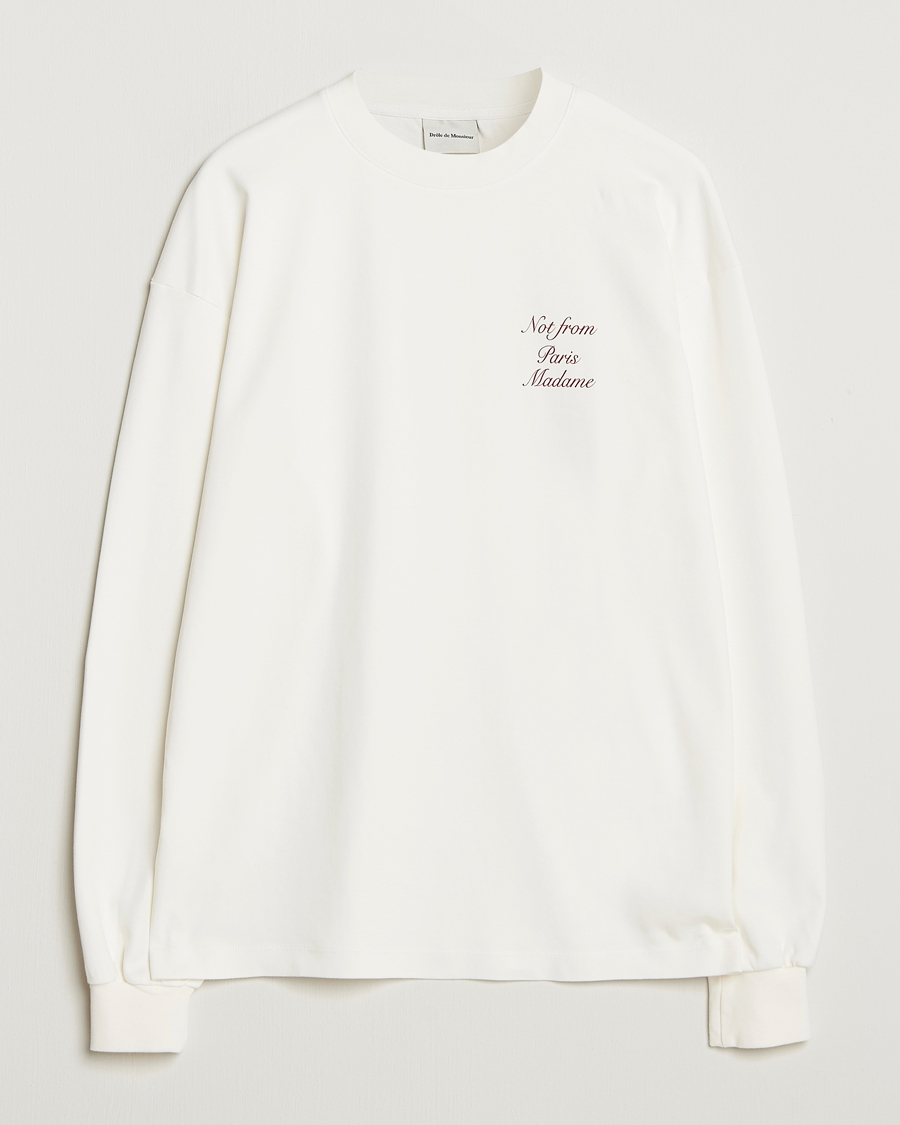 Mies | T-paidat | Drôle de Monsieur | Slogan Calligraphy Long Sleeve T-shirt Off White