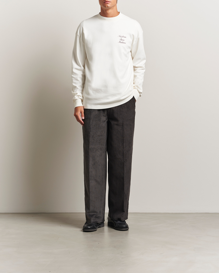Mies | T-paidat | Drôle de Monsieur | Slogan Calligraphy Long Sleeve T-shirt Off White