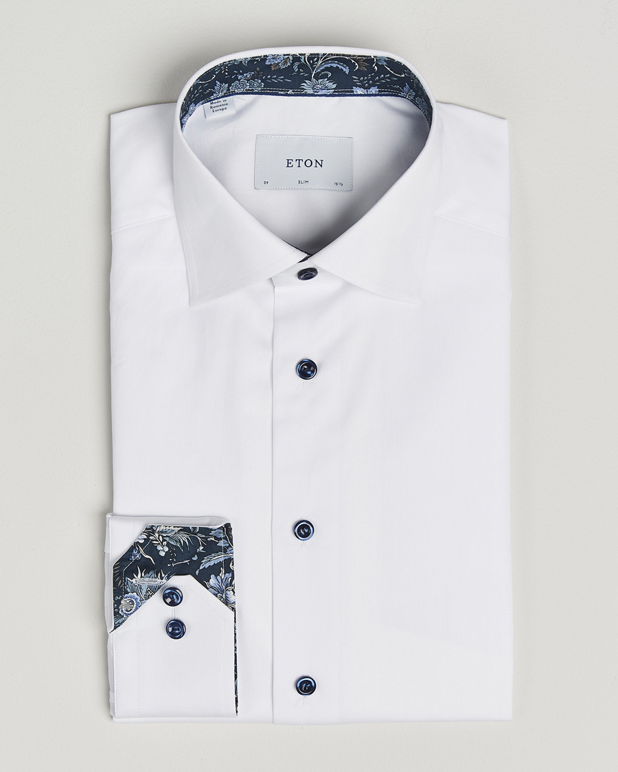 Mies | Kauluspaidat | Eton | Slim Fit Signature Twill Contrast Shirt White