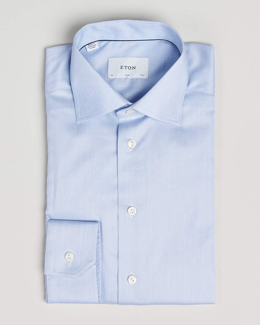 Mies | Kauluspaidat | Eton | Slim Fit Signature Twill Paspoal Shirt Light Blue