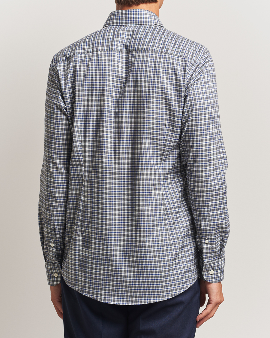 Mies | Kauluspaidat | Eton | Slim Fit Checked Wrinkle Free Flannel Shirt Dark Grey