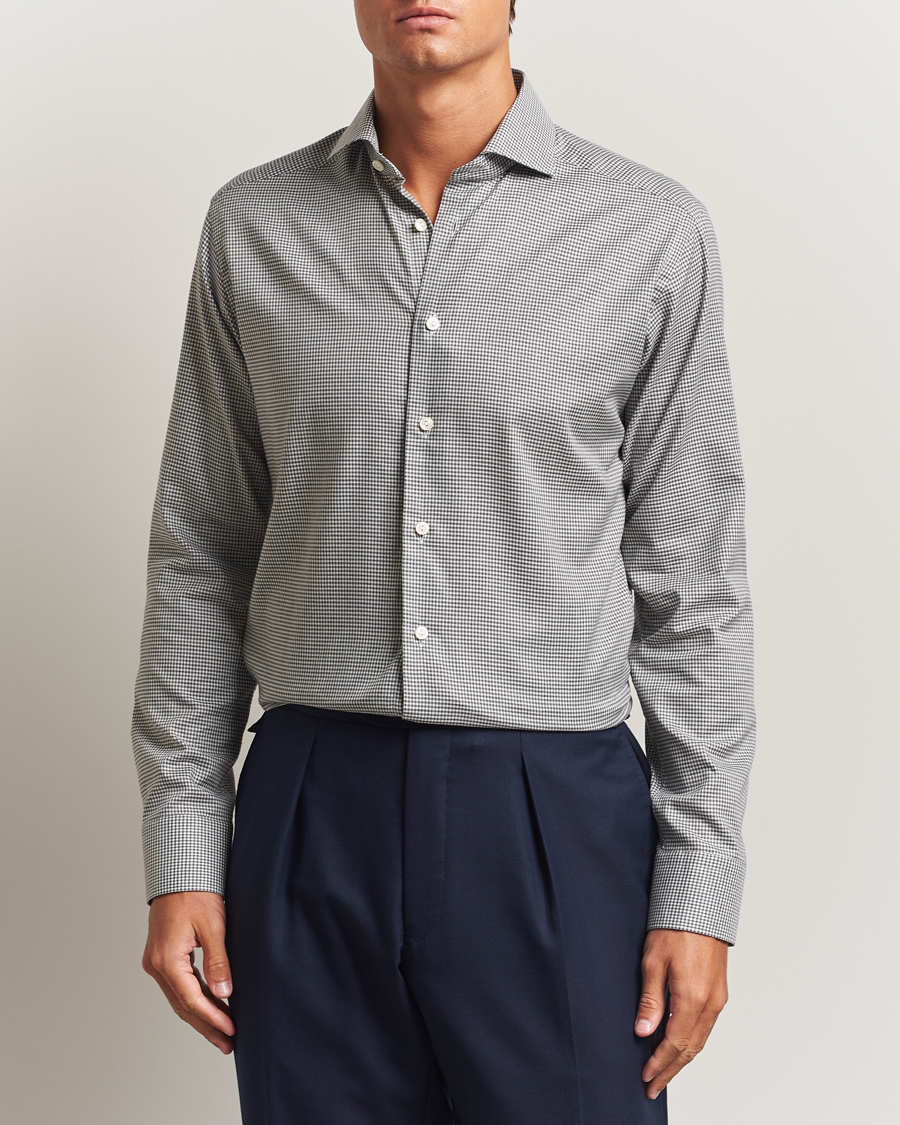 Mies | Kauluspaidat | Eton | Slim Fit Checked Wrinkle Free Flannel Shirt Dark Grey