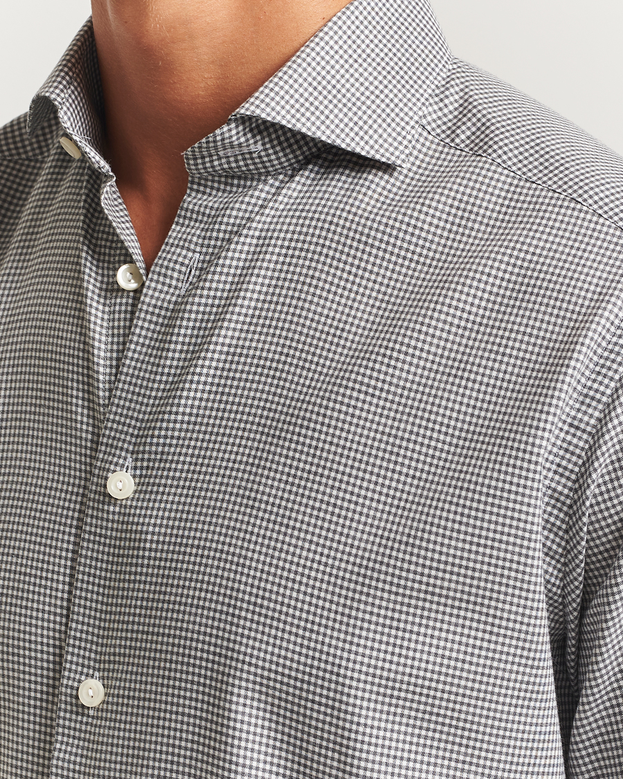 Mies | Kauluspaidat | Eton | Slim Fit Checked Wrinkle Free Flannel Shirt Dark Grey