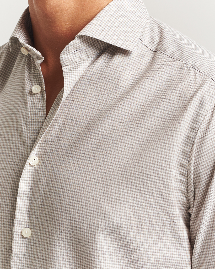 Mies | Kauluspaidat | Eton | Slim Fit Checked Wrinkle Free Flannel Shirt Beige