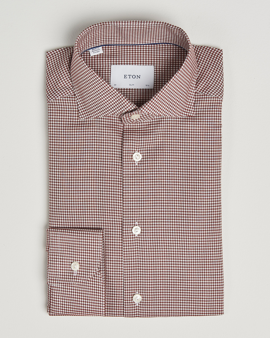 Mies | Kauluspaidat | Eton | Slim Fit Checked Wrinkle Free Flannel Shirt Red