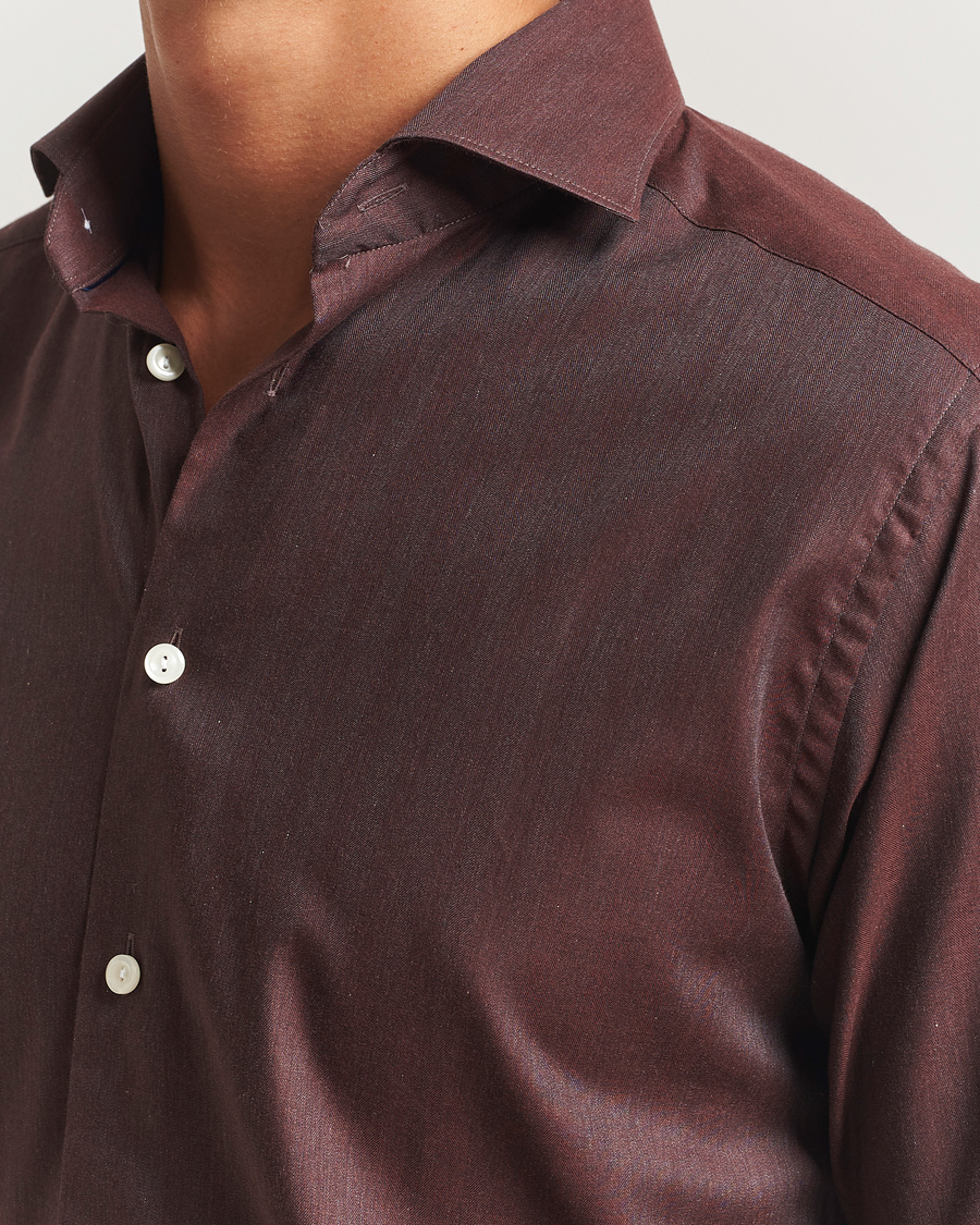 Mies | Kauluspaidat | Eton | Slim Fit Wrinkle Free Flannel Shirt Dark Red