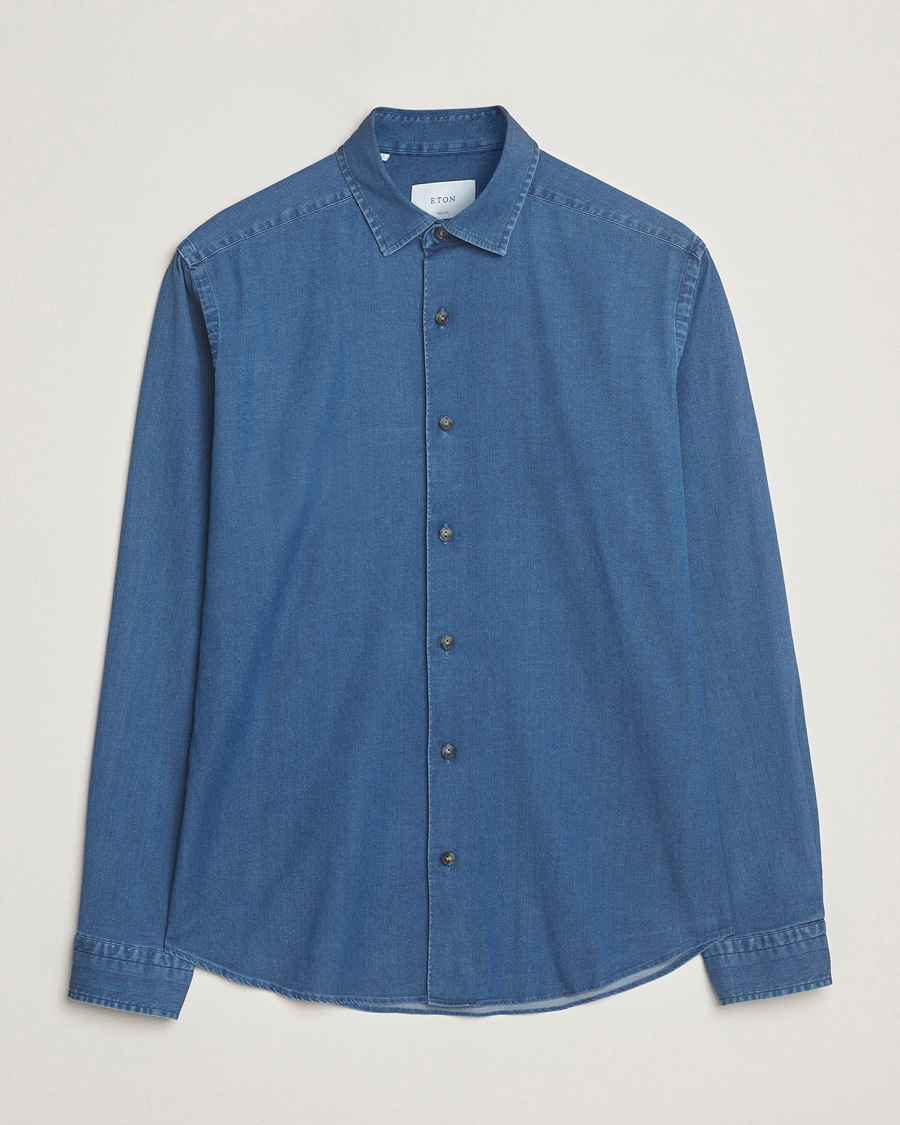 Mies | Kauluspaidat | Eton | Casual Fit Denim Shirt Dark Wash