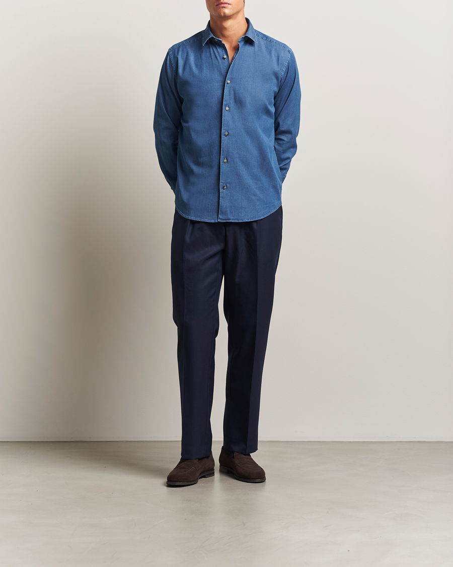 Mies | Kauluspaidat | Eton | Casual Fit Denim Shirt Dark Wash